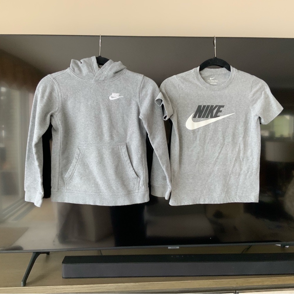 Nike Hoodie and Nike Gray Short sleeve T Shirt Youth Size Small